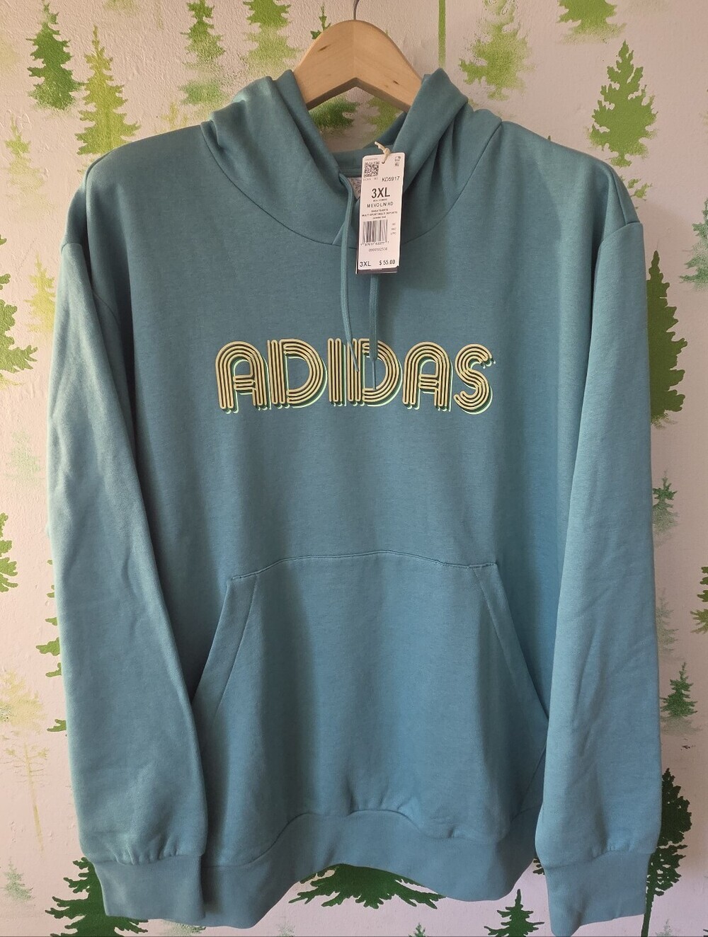 Adidas Men’s Teal Logo Hoodie